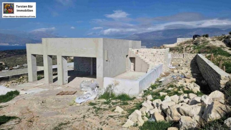 Kalamaki Kreta, Kalamaki ebenerdige Villa im Rohbau mit Panorama-Meerblick Haus kaufen